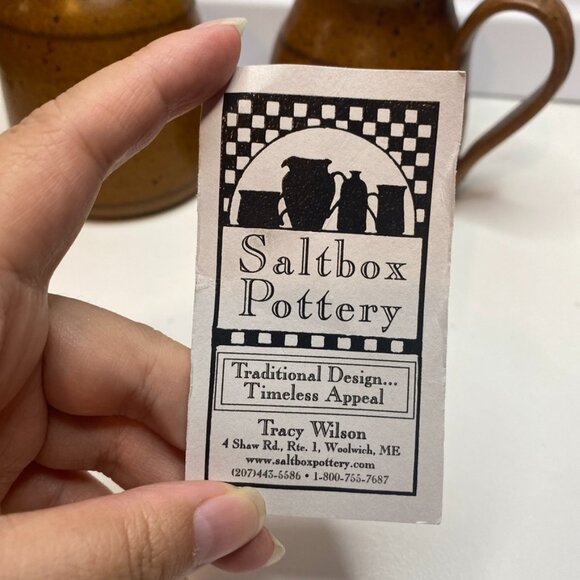 Saltbox Pottery Studio Pottery Art 2 Pcs Sugar And Creamer, Signed Collectible - Picture 2 of 11